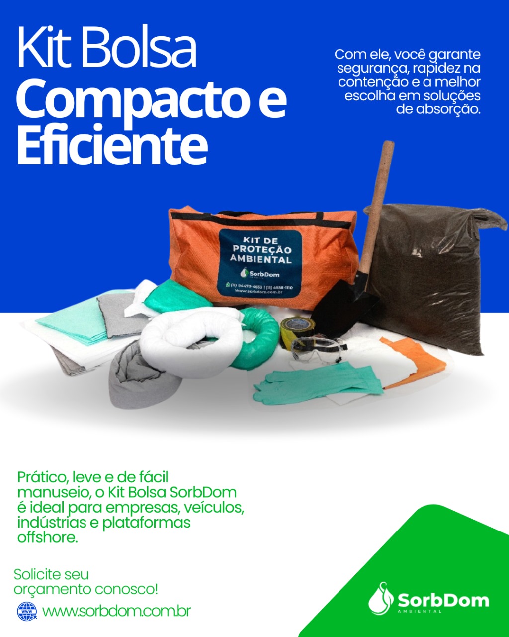 Kit bolsa SorbDom Ambiental: Solução Prática para o Controle de Derramamentos