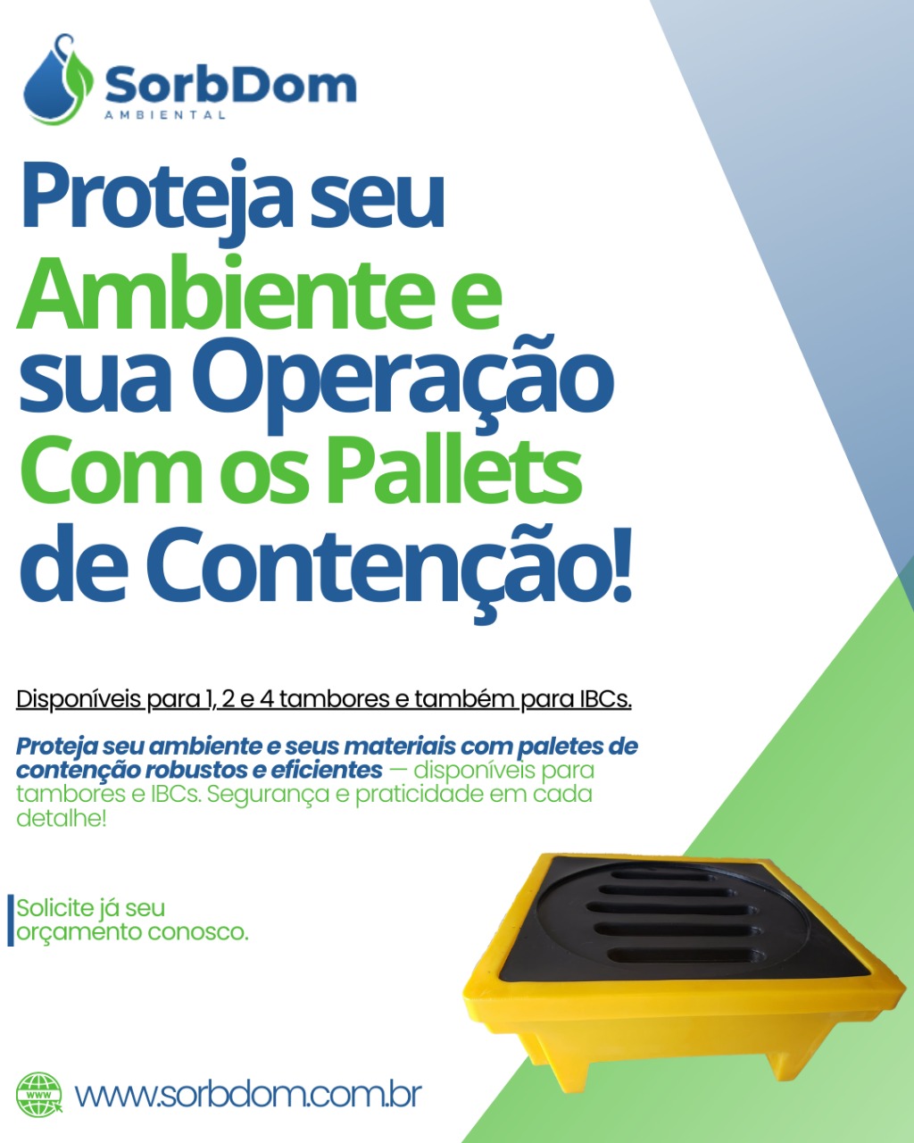 Solução inteligente para armazenamento seguro: Pallet de contenção para 1, 2, 4 e IBCs